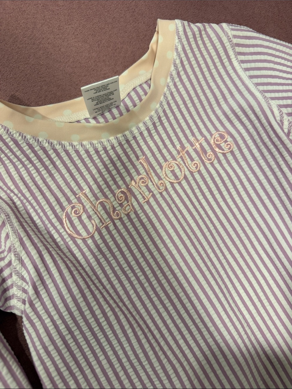 Ruffle Butts Pink & Cream Striped Ruffle-Hem Rashguard - Picture 2 of 4